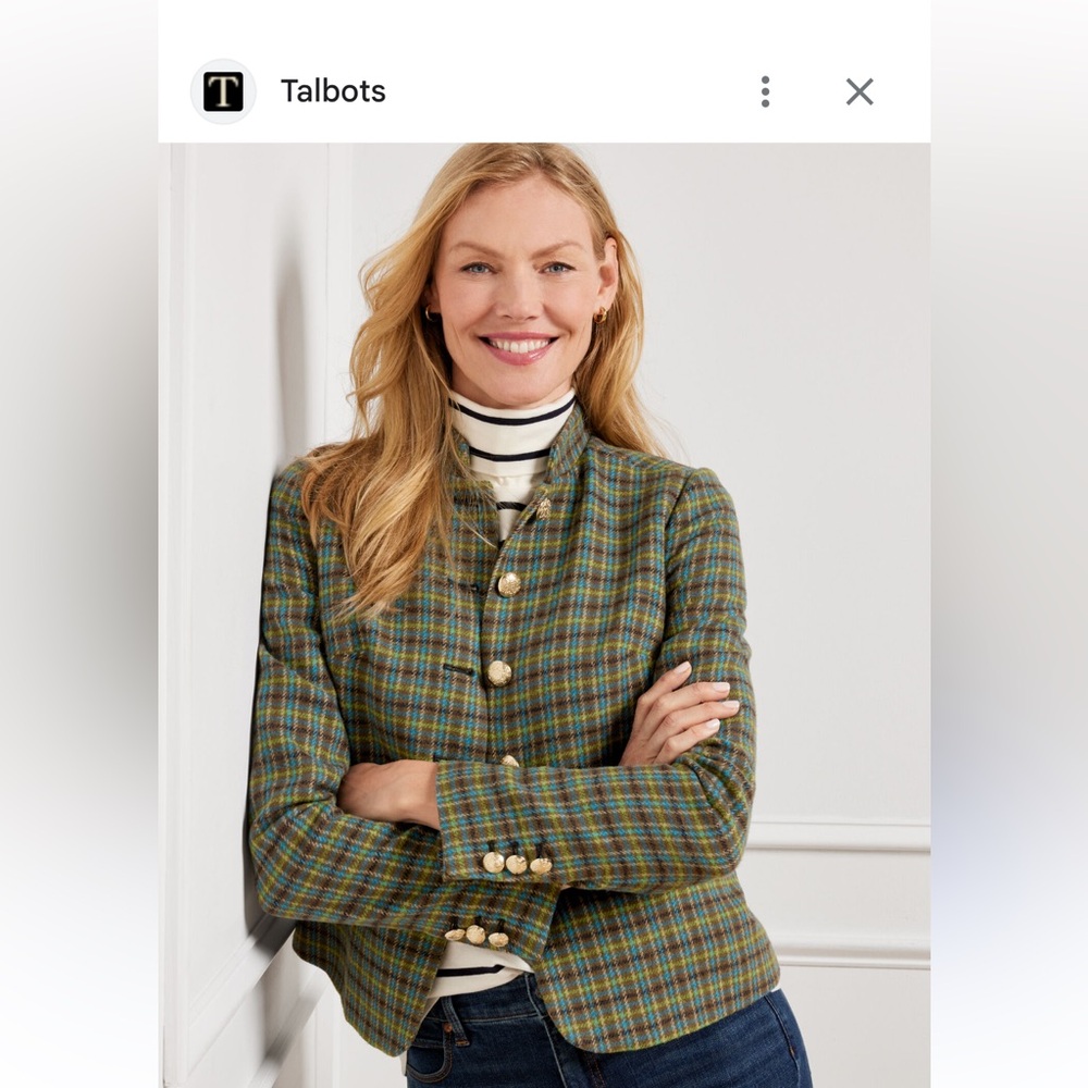 Talbots Blue and Green Plaid Women's Blazer like new